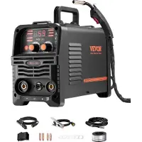 Vevor Soldadora MIG , 130 A, soldadora MIG de sinergia, máquina de soldar multiproceso 3 en 1: soldadura MIG con alambre de núcleo de fundente / MMA / TIG (con elevación)