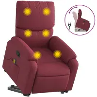 Syfax Sillón reclinable de masaje elevable tela rojo tinto