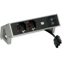 Bachmann Escritorio DESK2, 2 tomas P40, 1 toma USB A/C, 22W, cable de 0,2 metros, modelo GST18, acero inoxidable, fabricado en Italia