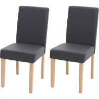 Mendler Conjunto de 2 sillas de comedor, sillas de cocina, modelo Littau. Fabricadas en cuero sintético, color gris mate, con patas claras