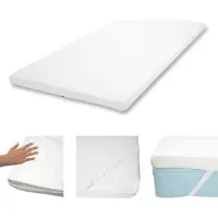 Mendler Topper para colchón de 6 cm de espuma viscoelástica, modelo HWC-E63. Cubierta para colchón de espuma viscoelástica, tamaño aproximado 90x200 cm
