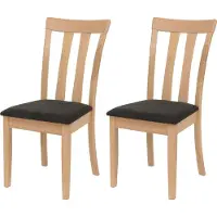 Mendler Conjunto de 2 sillas para comedor HWC-G46, sillas para cocina, tapizadas en tela/textil, estructura de madera maciza, color natural, con patas negras