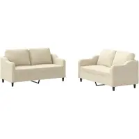 Syfax Juego de sofás con cojines 2 piezas tela crema
