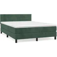 Syfax Cama box spring con colchón terciopelo verde oscuro 140x190 cm