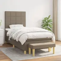 Prolenta Maison Exclusive: Base de cama con somier y colchón color taupe, 100 x 200 cm, de tejido