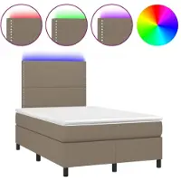 Syfax Cama box spring con colchón y LED tela gris taupe 120x200 cm