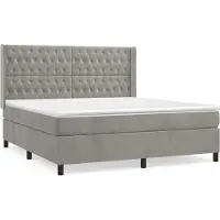 Syfax Cama box spring con colchón terciopelo gris claro 180x200 cm