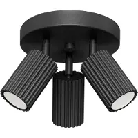 Sollux Lámpara de techo redonda negra moderna, de 20 cm de diámetro, con reflectores texturizados móviles, ideal para dormitorios o pasillos. 3 bombillas GU10 de 10W, marca KARBON, fabricante