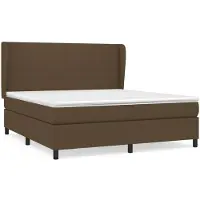 Syfax Cama box spring con colchón tela marrón oscuro 180x200 cm