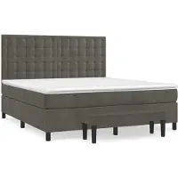 Syfax Cama box spring con colchón terciopelo gris oscuro 160x200 cm