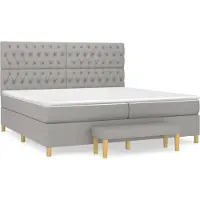 Syfax Cama box spring con colchón tela gris claro 200x200 cm