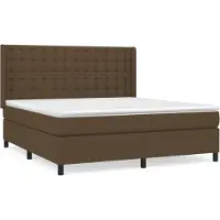 Syfax Cama box spring con colchón tela marrón oscuro 180x200 cm