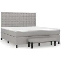 Syfax Cama box spring con colchón tela gris claro 180x200 cm