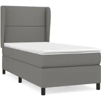 Syfax Cama box spring con colchón tela gris oscuro 90x200 cm