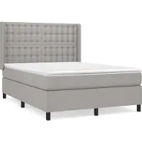 Syfax Cama box spring con colchón tela gris claro 140x200 cm