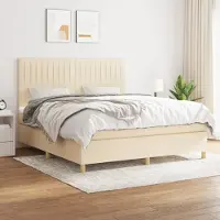 Prolenta Maison Exclusive: Base de cama con somier y colchón, color crema, 180x200 cm, tapizado en tela
