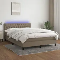 Prolenta Maison Exclusive: Base de cama con somier, colchón y luces LED, color beige, 140x200 cm, tapizada en tela