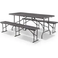 StarTech.com Mesa plegable para camping - Mesa de jardín con 2 bancos - Plástico - 180 x 76 x 74 cm - Para 8 personas - Ideal para interiores y exteriores - Perfecta para picnics, fiestas y barbacoas