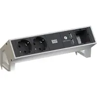 Bachmann DESK2: 2 tomas de corriente con toma de tierra, 1 cargador USB, 1 toma ABD, en acero inoxidable (GST18)