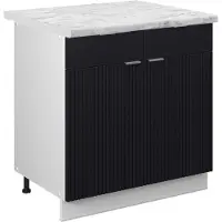Vicco Mueble bajo de cocina Fame-Line Rayas negras 80 cm , ET Mármol, Model 50926