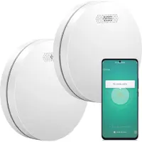 Aroha Detector de humo inteligente Smart Connect, conexión Wi-Fi, batería de larga duración (10 años), detector de incendios con aplicación Tuya y Smartlife, pack de 2 unidades