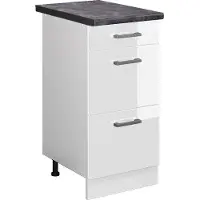Vicco Mueble bajo de cocina R-Line Blanco alto brillo 40 cm con cajones, ET Antracita, Model 46574