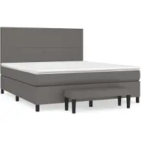 Syfax Cama box spring con colchón cuero sintético gris 160x200 cm