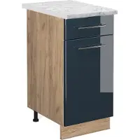 Vicco Mueble bajo de cocina Fame-Line Azul oscuro alto brillo 40 cm , ET Mármol, Model 48843