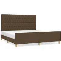 Syfax Cama sin colchón de tela marrón oscuro 180x200 cm