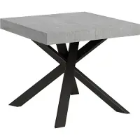 Itamoby Mesa extensible de 90x90/194 cm, modelo Clerk, con tablero de cemento y patas en color antracita