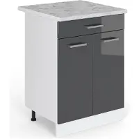 Vicco Mueble bajo de cocina R-Line Antracita alto brillo 60 cm ET Mármol, Model 29243