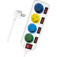 Logilink LPS257: Regleta de enchufes , de 4 enchufes con 5 interruptores, en varios colores
