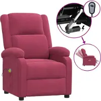 Syfax Sillón de masaje eléctrico terciopelo rojo tinto