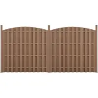 Neu.holz Valla para jardín de material compuesto de madera y plástico (WPC), pantalla protectora, cortavientos, valla con listones, dimensiones 376 x (165-185) cm, diseño redondo