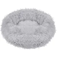 Springos Cama para perros, diámetro 120 cm, gris, redonda, con revestimiento de imitación piel, lugar para dormir, cómoda, suave, base antideslizante