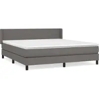 Syfax Cama box spring con colchón cuero sintético gris 180x200 cm