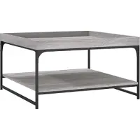 Syfax Mesa centro madera ingeniería y hierro gris Sonoma 80x80x45 cm