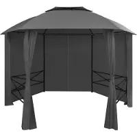 Syfax Carpa de jardín con cortinas hexagonal 360x265 cm