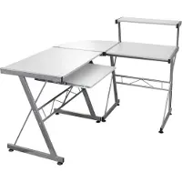 Syfax Escritorio de esquina madera contrachapada blanco 132x112x99 cm