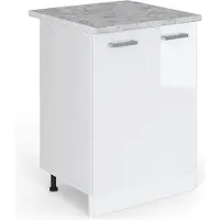 Vicco Mueble bajo de cocina R-Line Blanco alto brillo 60 cm , ET Mármol, Model 29241