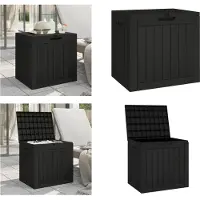 vidaXL Caja de jardín negra de 55,5 x 43 x 53 cm, fabricada en polipropileno. Cofre de jardín, cofre para jardín, caja de jardín, caja de almacenamiento