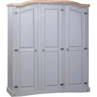 Syfax Armario madera de pino Mexicano estilo Corona gris 3 puertas