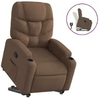 Syfax Sillón reclinable elevable de tela marrón