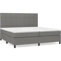 Syfax Cama box spring con colchón tela gris oscuro 200x200 cm