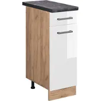 Vicco Mueble bajo de cocina R-Line Blanco alto brillo 30 cm , ET Antracita, Model 45903