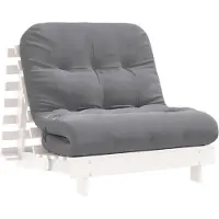 Syfax Futón sofá cama con colchón madera maciza blanco 90x206x11 cm