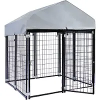 Wiltec Jaula para perros con techo, 121 x 121 x 137 cm, caseta para perros con toldo, caseta para perros resistente para exteriores, fabricada con barras de acero