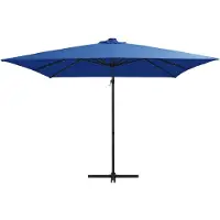 Syfax Sombrilla voladiza jardín LED palo acero azul azure 250x250 cm