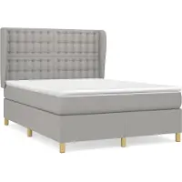 Syfax Cama box spring con colchón tela gris claro 140x190 cm