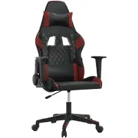 Syfax Silla gaming de masaje cuero sintético negro y rojo vino tinto